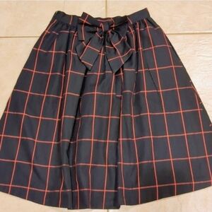 Modcloth Navy Blue Plaid Skirt With Bow Size Medium New